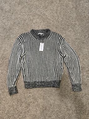 Elizabeth and James Black & White Striped Crewneck Sweater